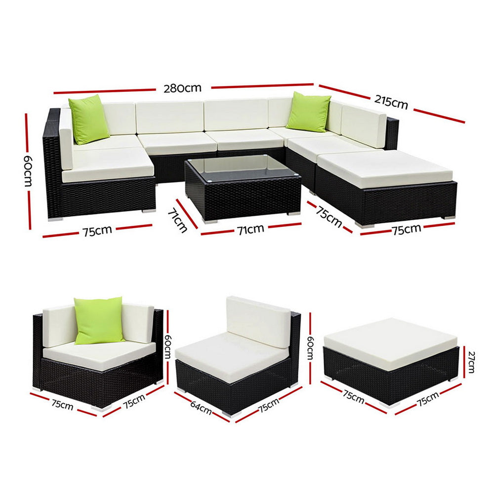 Outdoor Wicker Sofa Set (8pc) with Storage Cover
