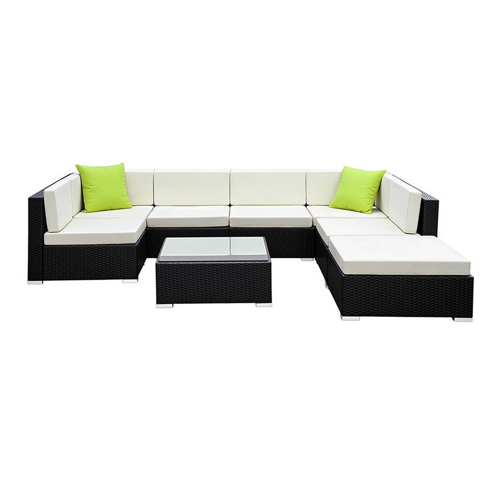 Outdoor Wicker Sofa Set (8pc) with Storage Cover