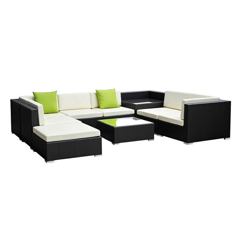 Outdoor Furniture 9PC Sofa Set with Storage Cover Wicker