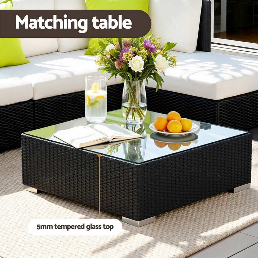 Outdoor Furniture 9PC Sofa Set with Storage Cover Wicker