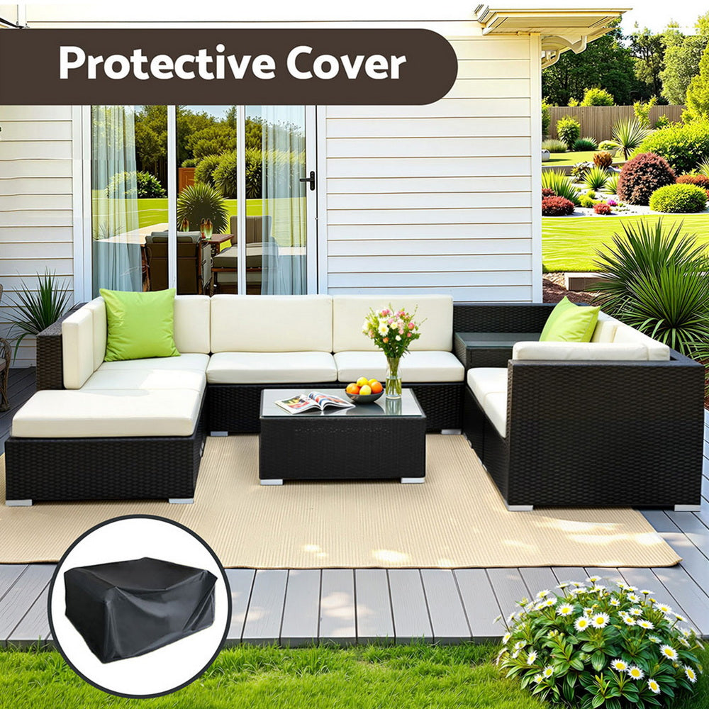 Outdoor Furniture 9PC Sofa Set with Storage Cover Wicker