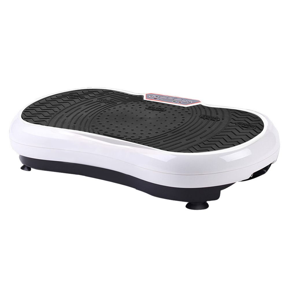 White vibration plate with textured foot platform and remote control