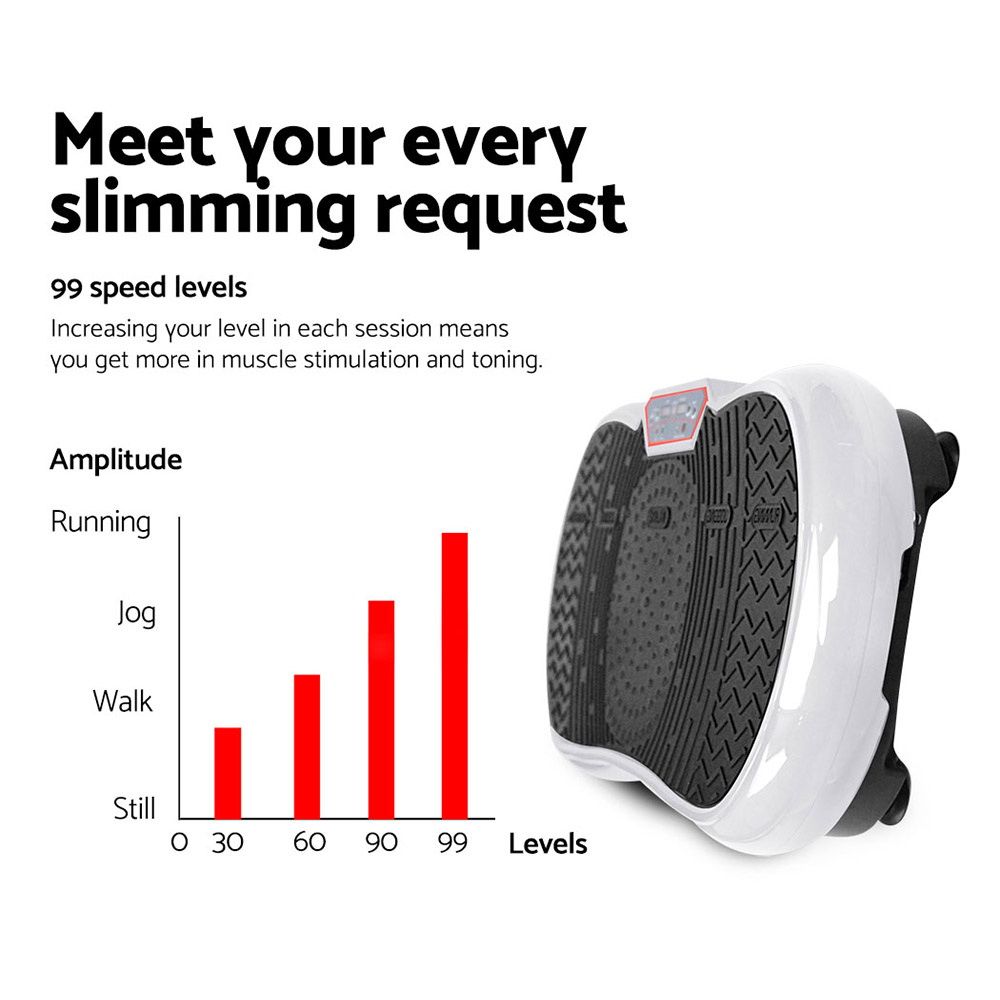 White vibration plate with pink fitness platform and power cable