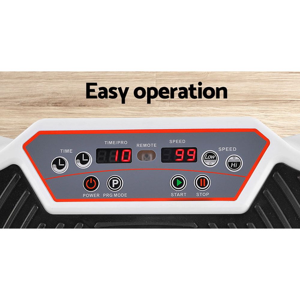 White vibration plate with exercise platform and side resistance cords