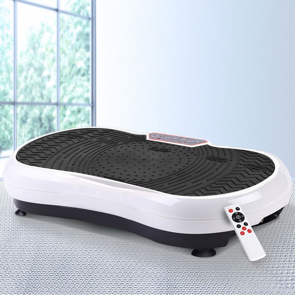 Vibration plate with exercise platform and side resistance cords