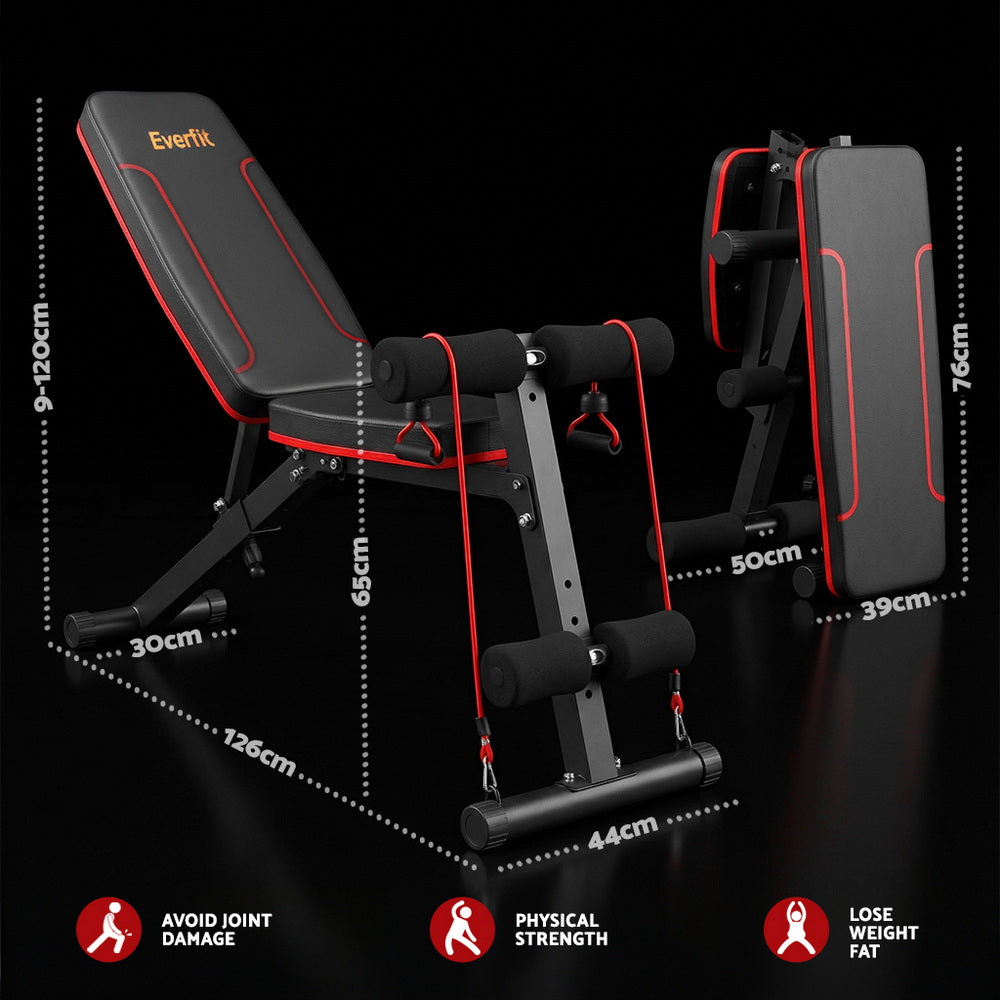 Weight Bench Fitness Flat Incline Gym Steel Adjustable Fid