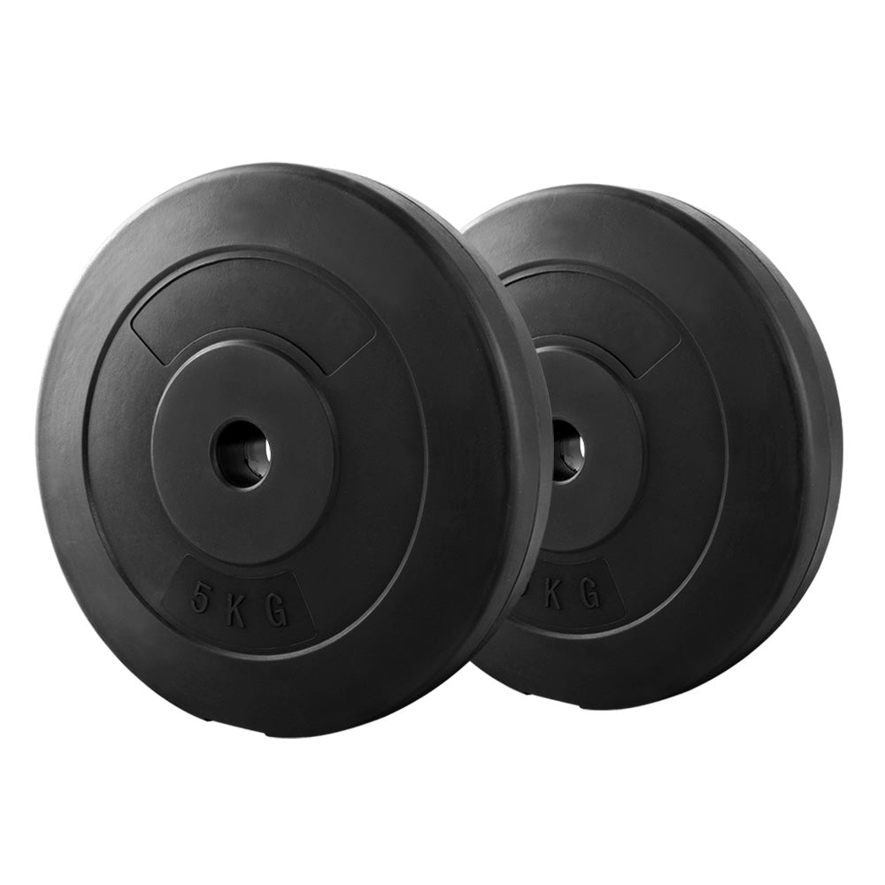 Barbell Weight Plates Set of 2 - 5KG Standard Home Gym Press Fitness Exercise Rubber