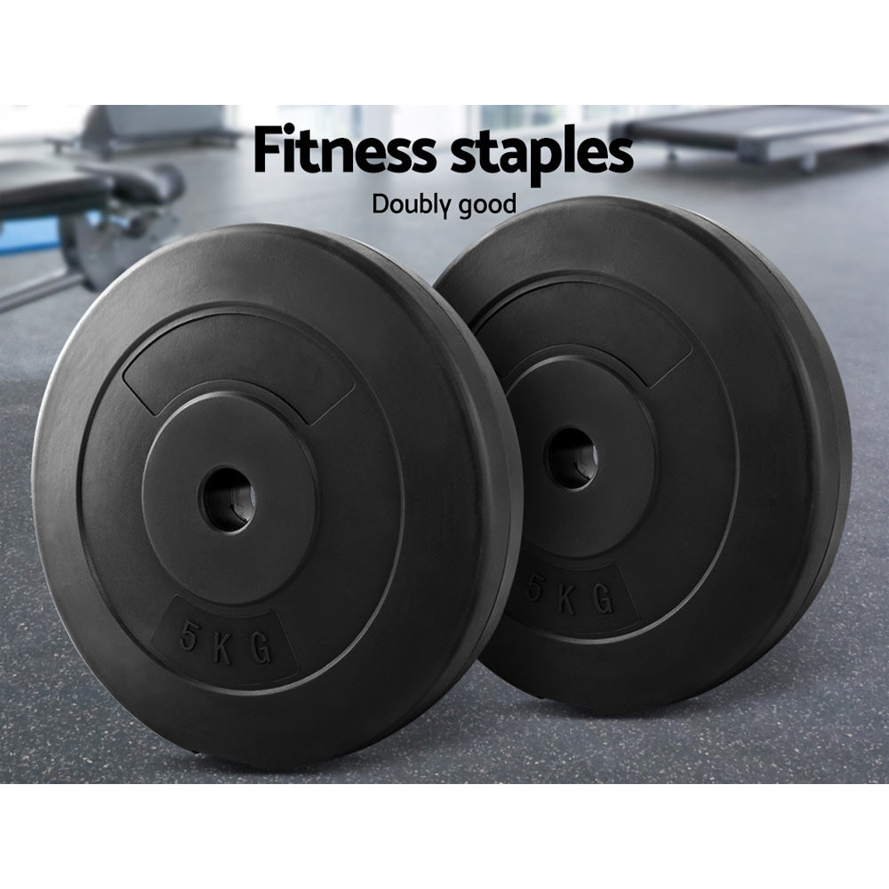 Barbell Weight Plates Set of 2 - 5KG Standard Home Gym Press Fitness Exercise Rubber