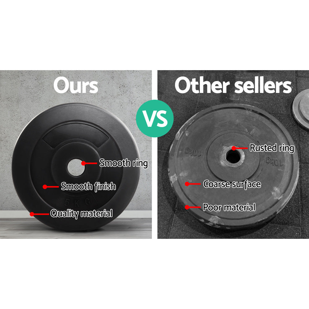 Barbell Weight Plates Set of 2 - 5KG Standard Home Gym Press Fitness Exercise Rubber