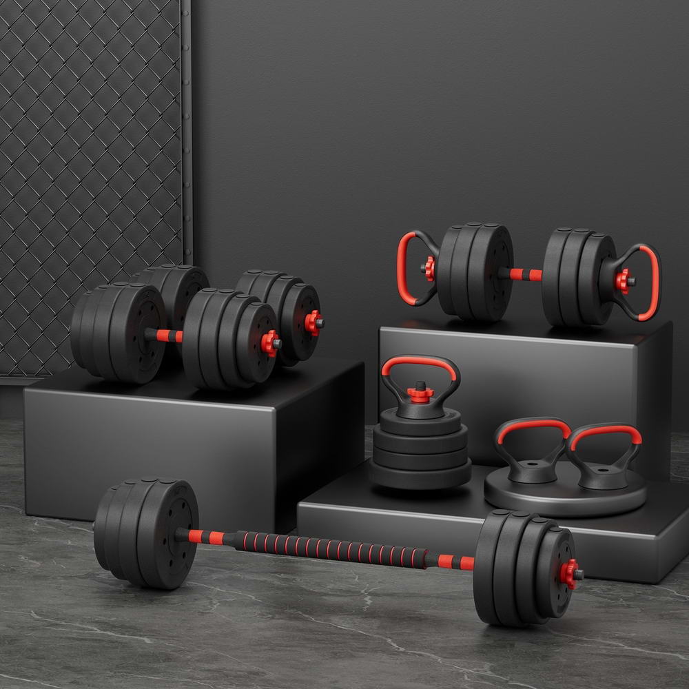 Everfit 40kg Adjustable Dumbbells Set Kettle Bell Weight Plates Barbells Gym