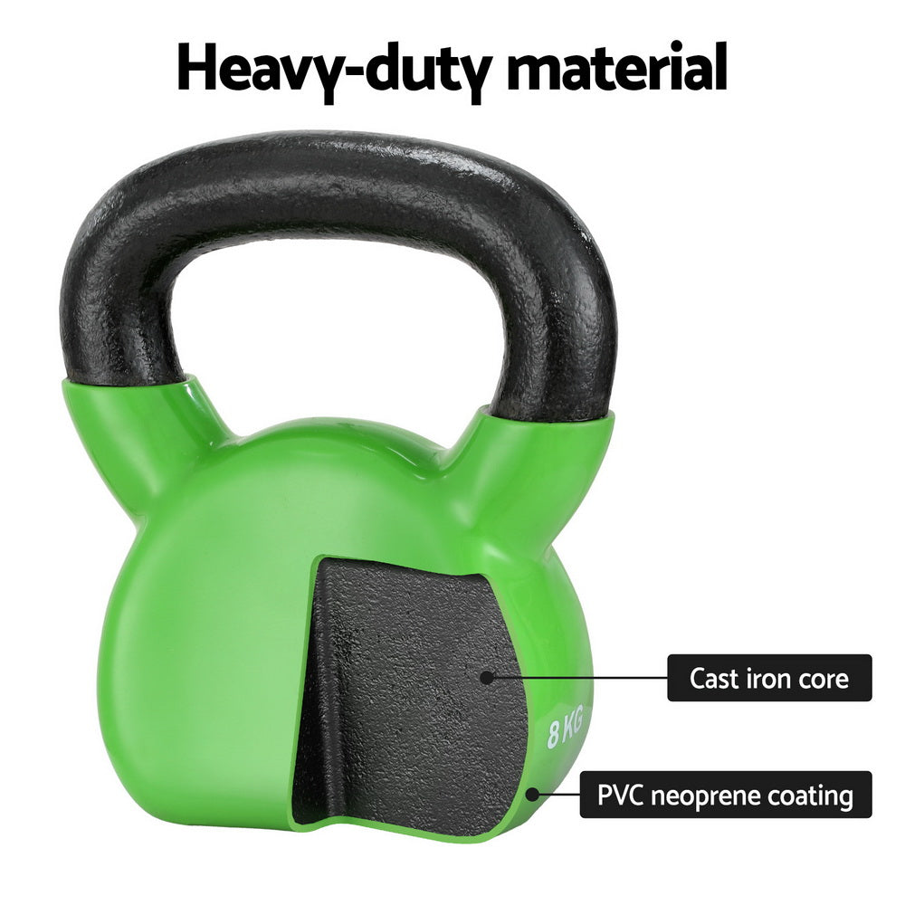 8kg Kettlebell Set Weightlifting Bench Dumbbells Kettle Bell Gym Home