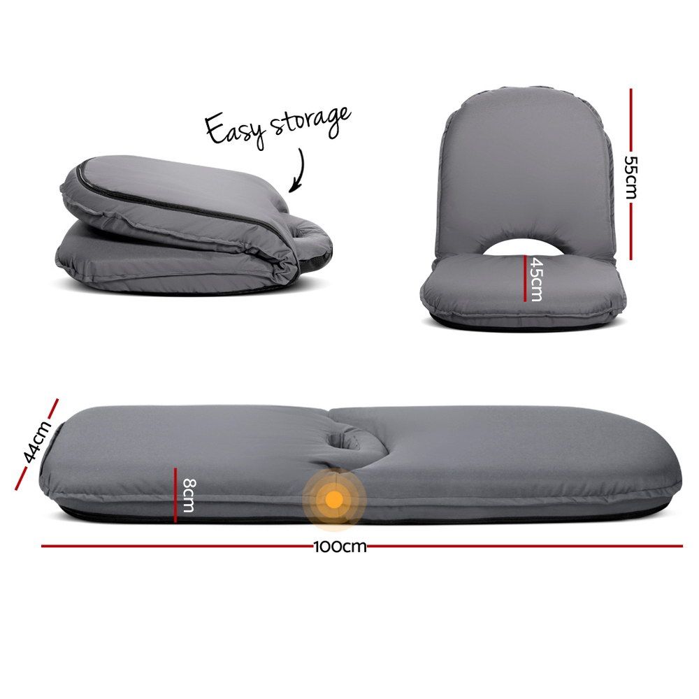 Floor Lounge Sofa Camping Portable Recliner Beach Chair Folding Outdoor - Grey