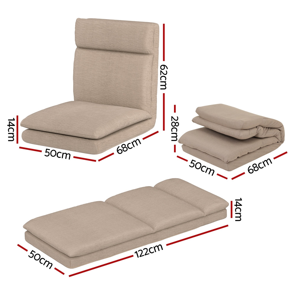 Floor Lounge Sofa Bed 1 Seater Beige