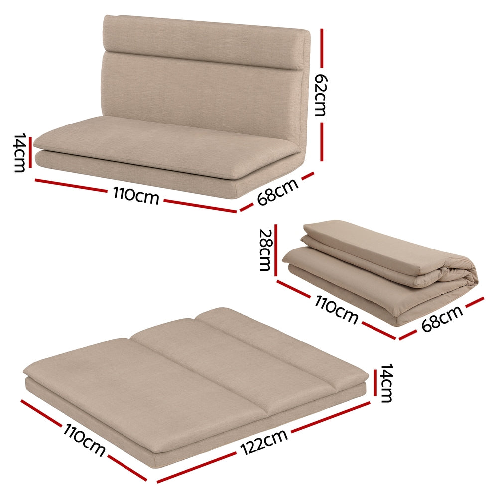 Floor Lounge Sofa Bed 2 Seater Beige