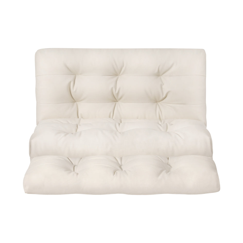 Floor Lounge Sofa Bed 2 Seater Pillow Leather White