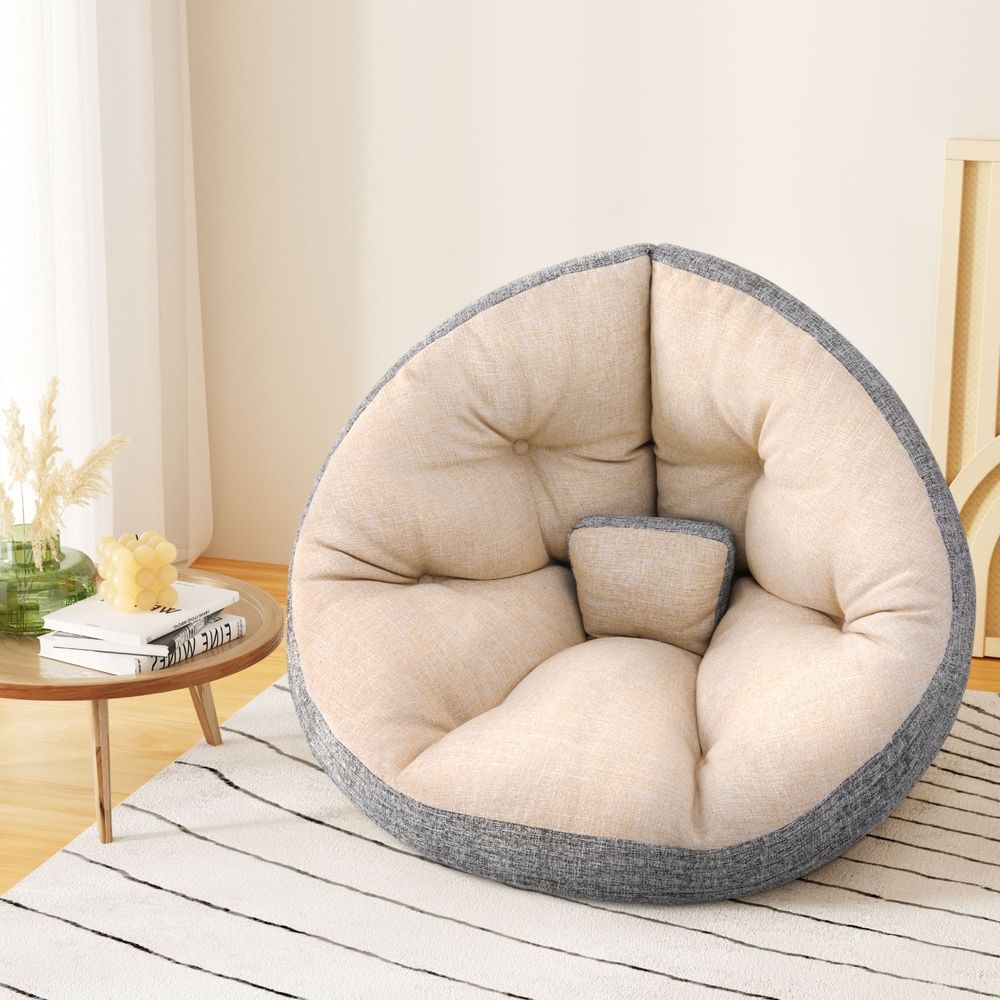 Floor Lounge Sofa Bed Chair Foldable Washable - Beige