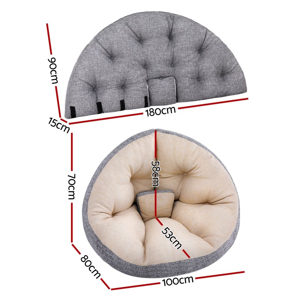 Floor Lounge Sofa Bed Chair Foldable Washable - Beige