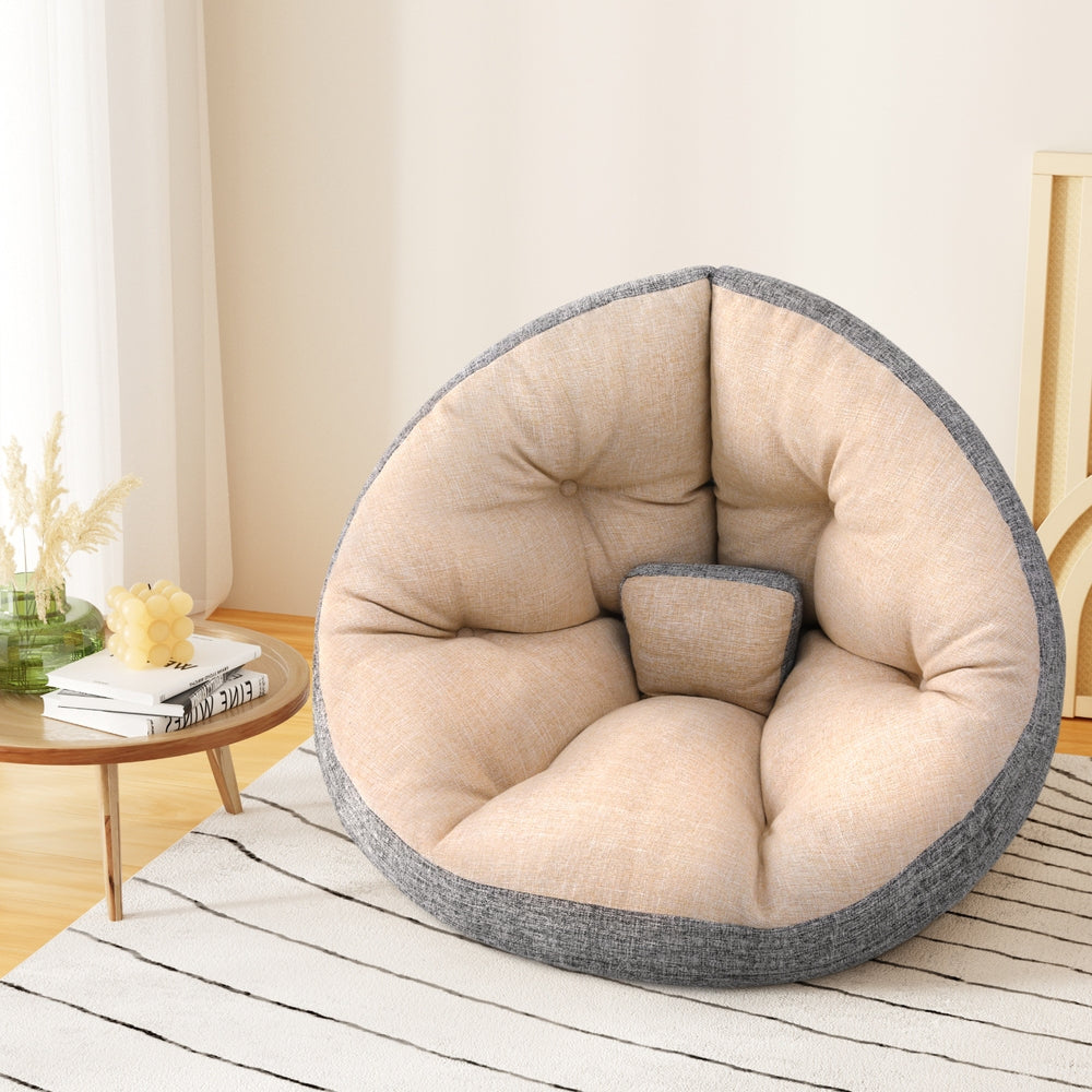 Floor Lounge Sofa Bed Chair Foldable Washable - Beige