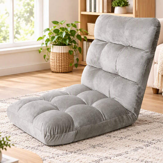 Lounge Sofa Floor Recliner Futon Chaise Folding Couch - Grey