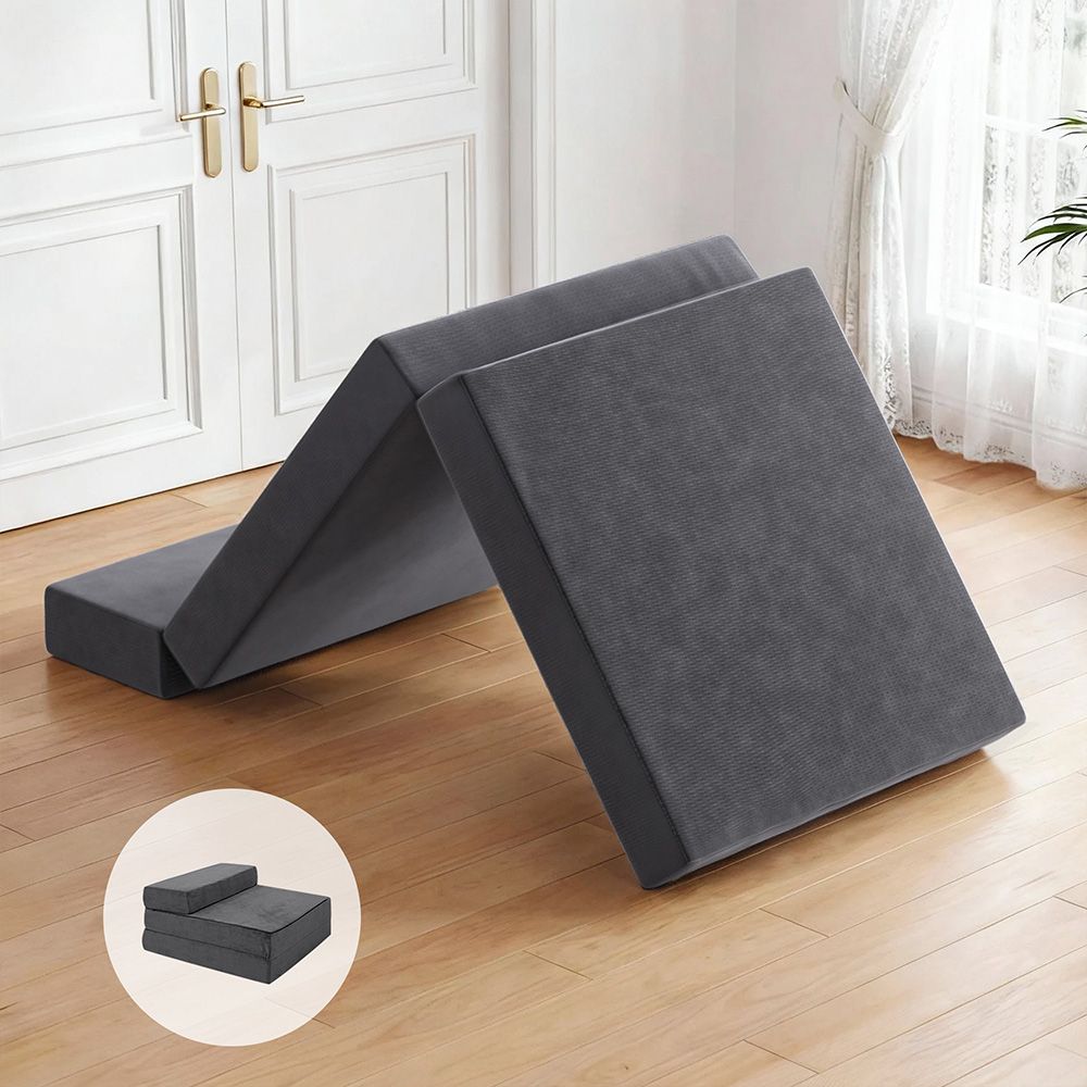 Folding Foam Mattress Portable - Grey Bedding