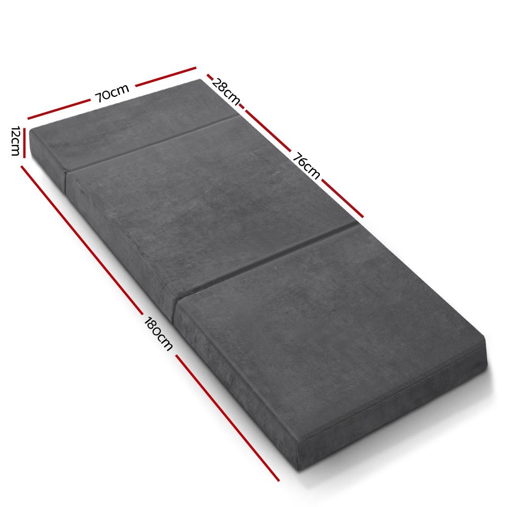 Folding Foam Mattress Portable - Grey Bedding