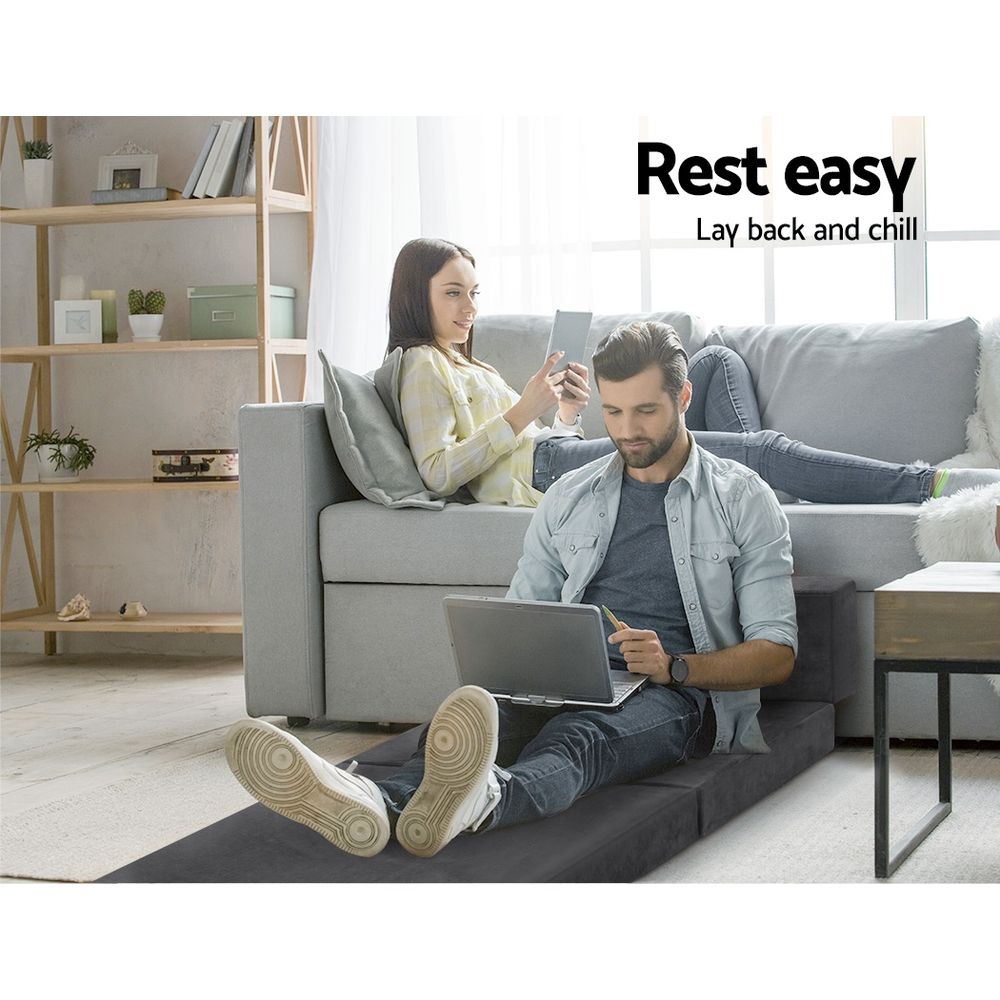 Folding Foam Mattress Portable - Grey Bedding