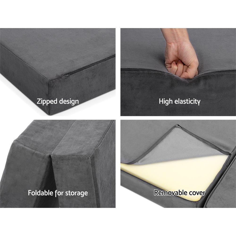 Folding Foam Mattress Portable - Grey Bedding