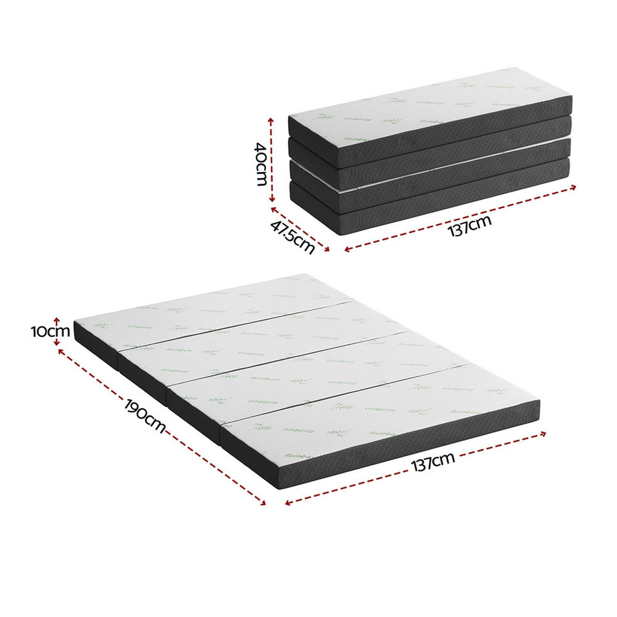 Giselle Foldable Mattress Folding Foam Mattresses Bamboo Double