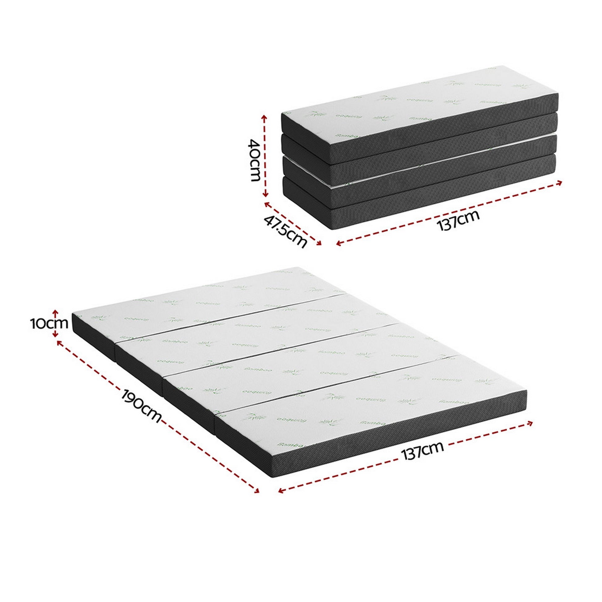 Giselle Foldable Mattress Folding Foam Mattresses Bamboo Double MFM