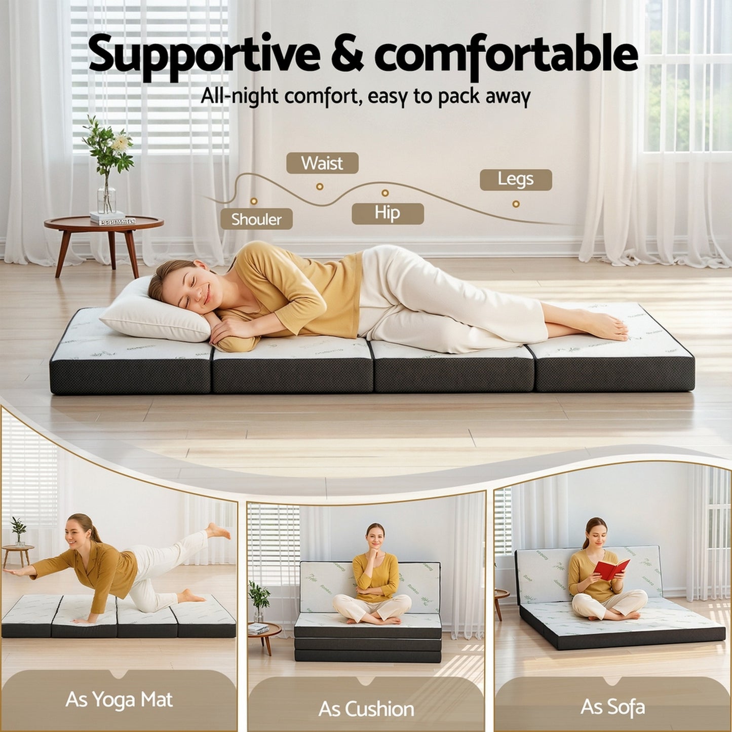 Giselle Foldable Mattress Folding Foam Mattresses Bamboo Double shown on the product page