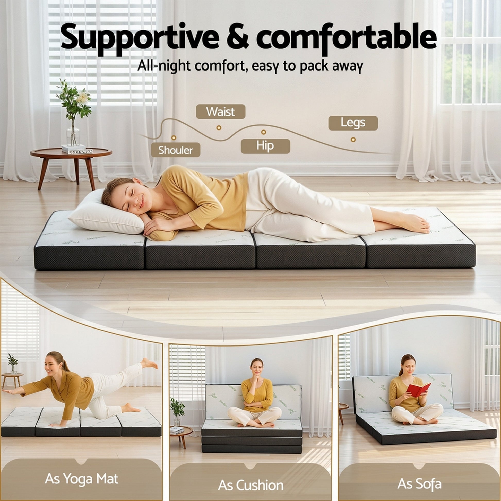 Giselle Foldable Mattress Folding Foam Mattresses Bamboo Double shown on the product page