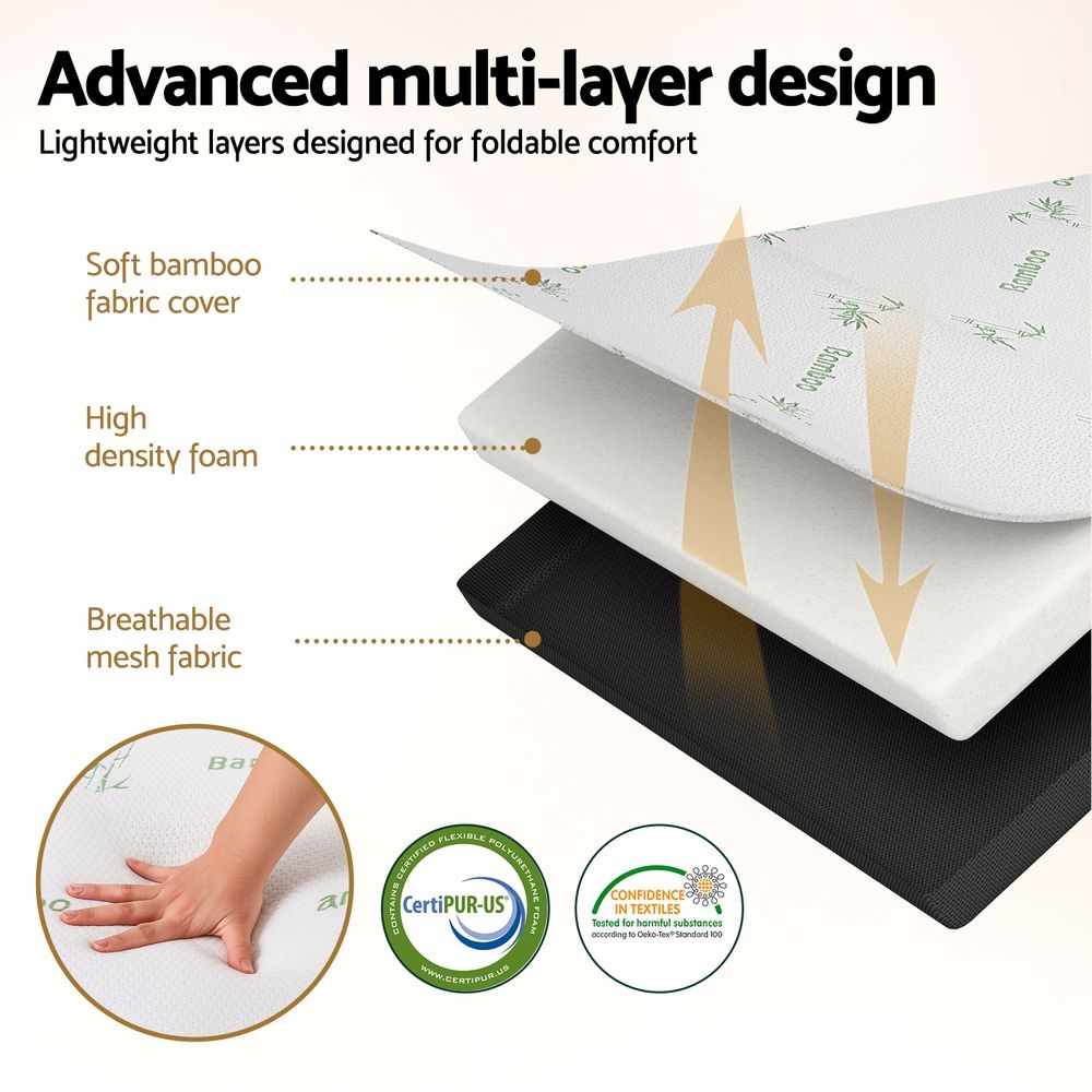 Mattress Folding Foam Mattresses Bamboo Queen Mfm Trio Bam Foldable
