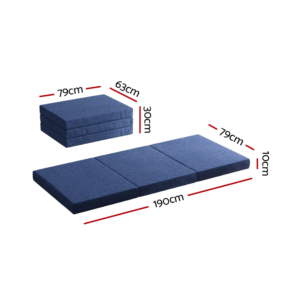 Foldable Mattress Bedding Foam Single - Blue