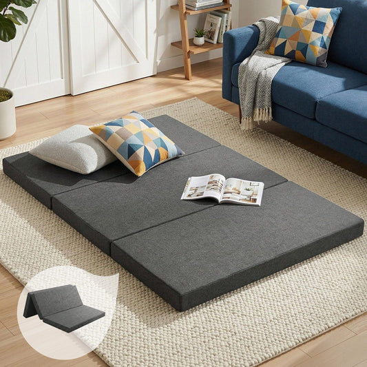 Folding Foam Mattress Portable Bed Mat Bedding Double Size - Dark Grey