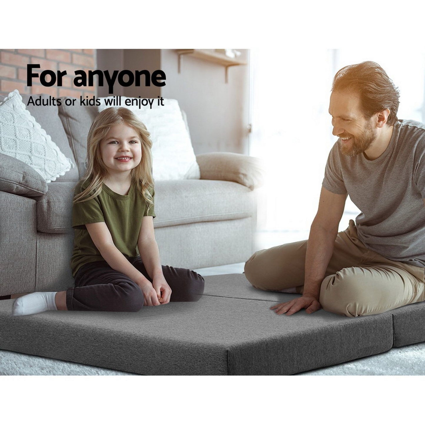 Folding Foam Mattress Portable Bed Mat Bedding Double Size - Dark Grey