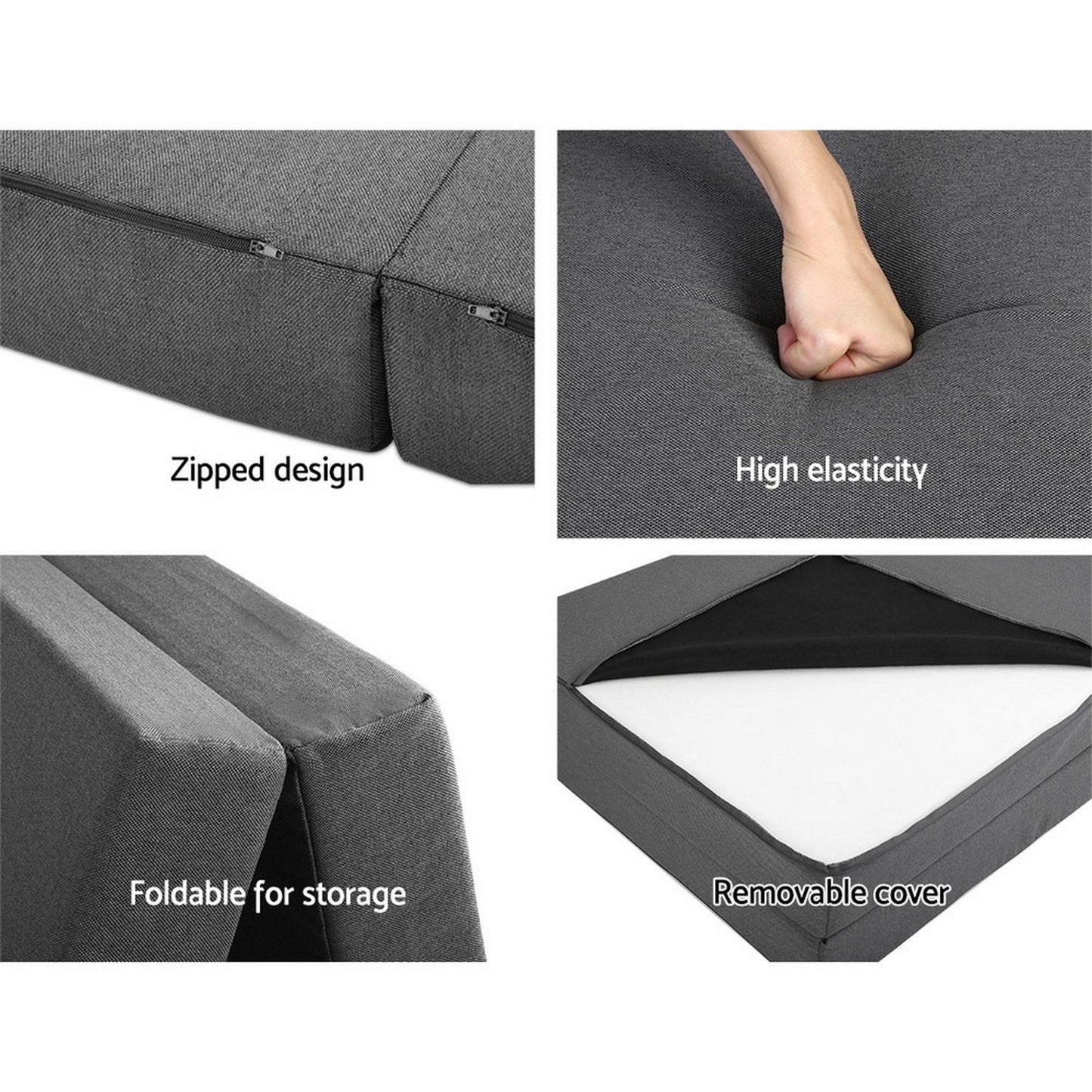 Folding Foam Mattress Portable Bed Mat Bedding Double Size - Dark Grey