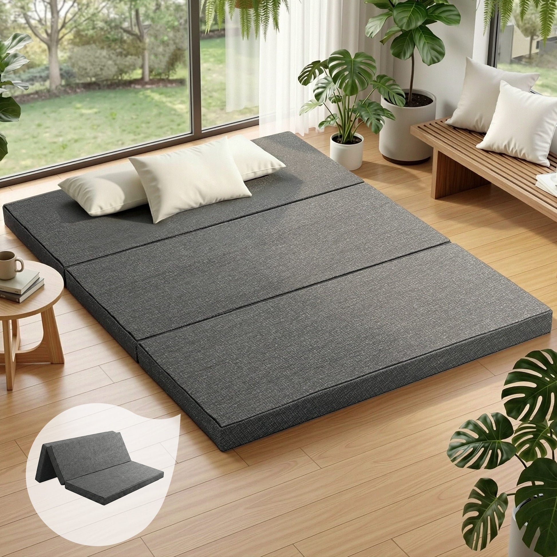 Grey Foldable Mattress Bedding Folding Foam Queen