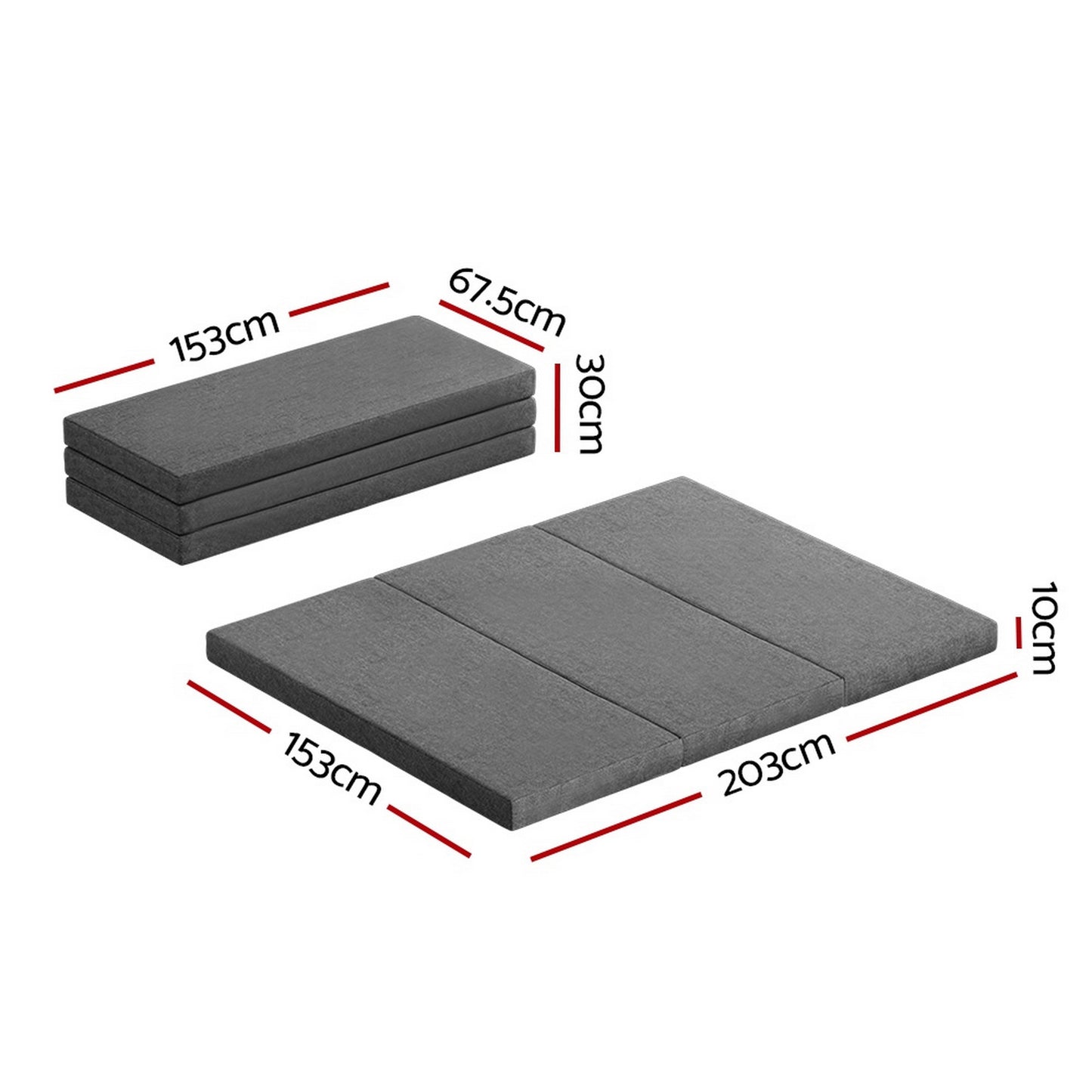 Bedding Folding Foam Queen Grey Foldable Mattress