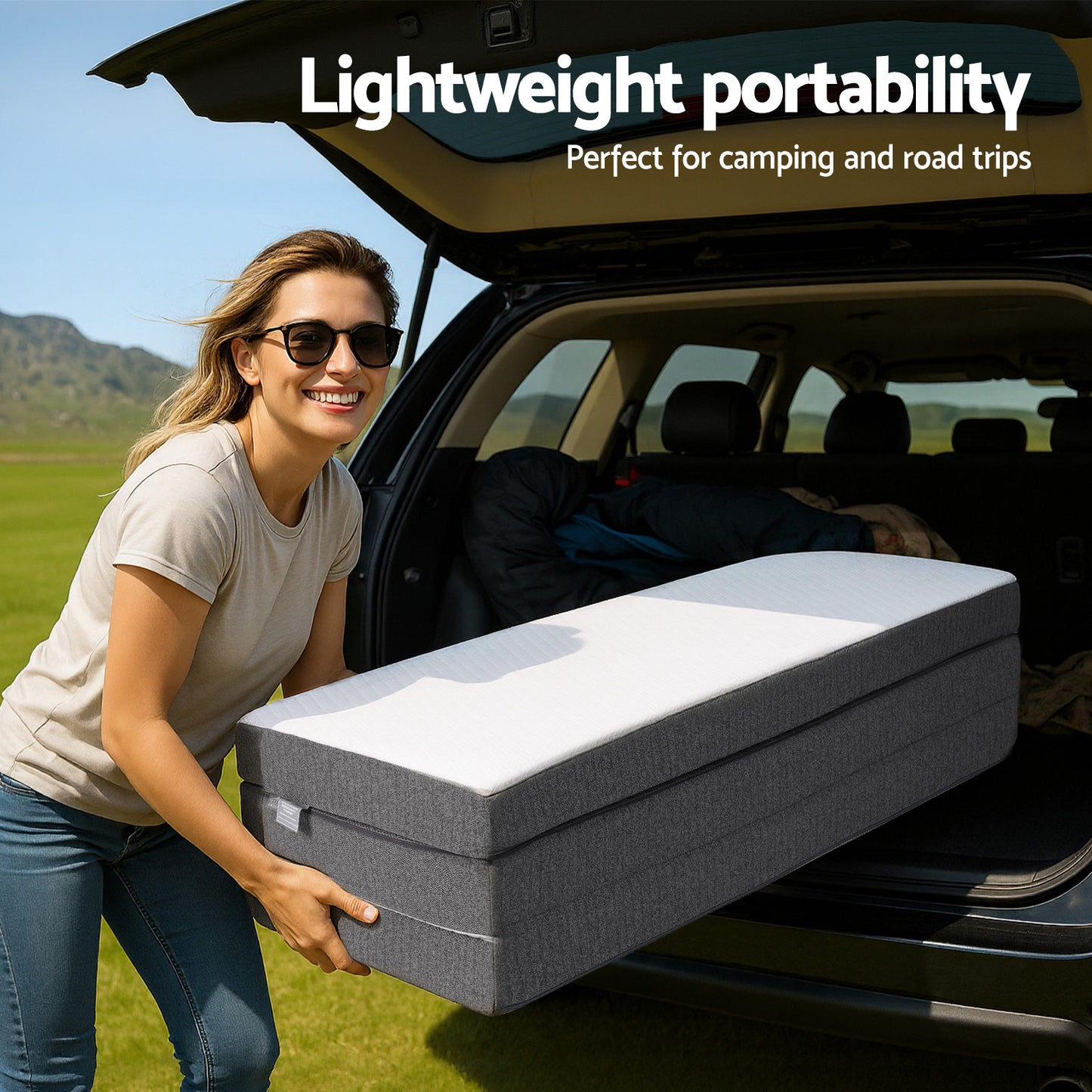 Giselle Bedding Foldable Mattress Folding Sofa Bed Tri-Fold Memory Foam Tencel Queen