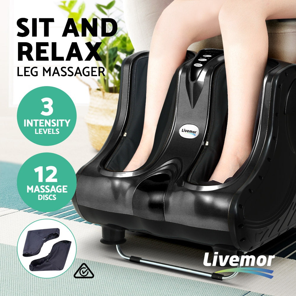 Foot Massager Shiatsu Ankle/Calf Leg, Kneading Rolling, Black