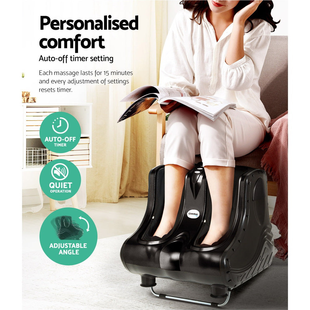 Foot Massager Shiatsu Ankle/Calf Leg, Kneading Rolling, Black