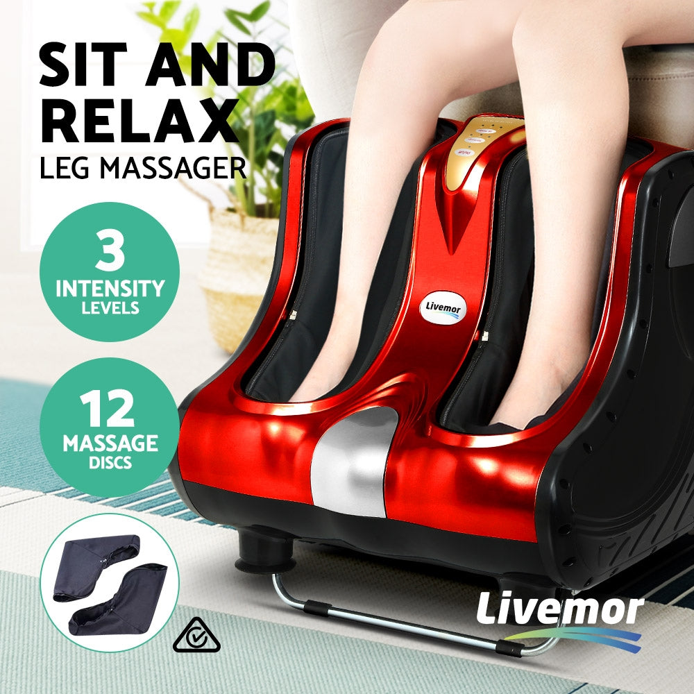 Foot Massager Shiatsu Ankle/Calf Leg, Circulation Enhancer, Red