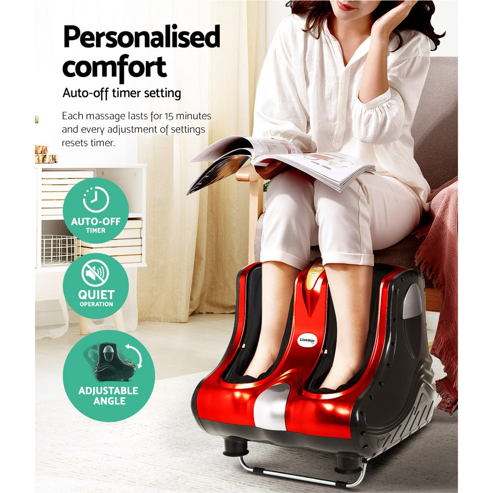 Foot Massager Shiatsu Ankle/Calf Leg, Circulation Enhancer, Red