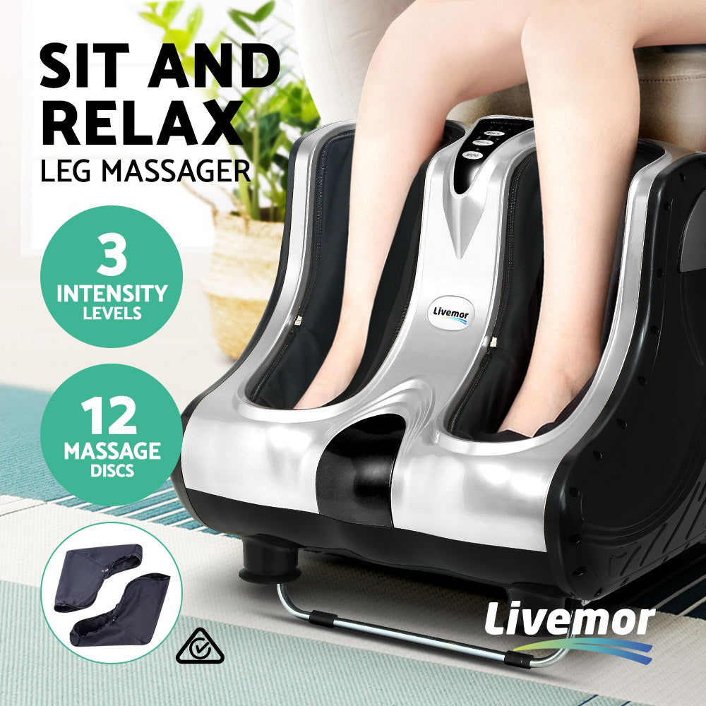 Foot Massager Shiatsu Ankle/Calf Leg, Kneading Rolling, Silver