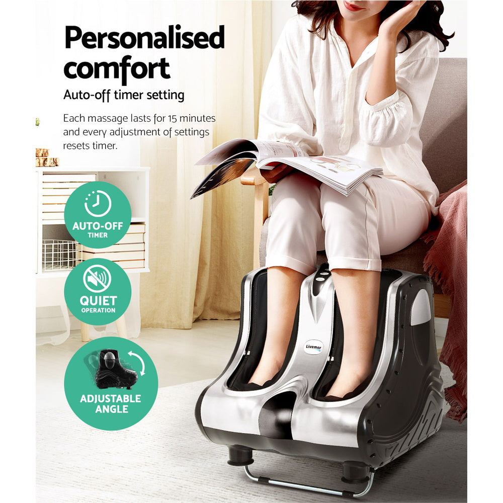 Foot Massager Shiatsu Ankle/Calf Leg, Kneading Rolling, Silver