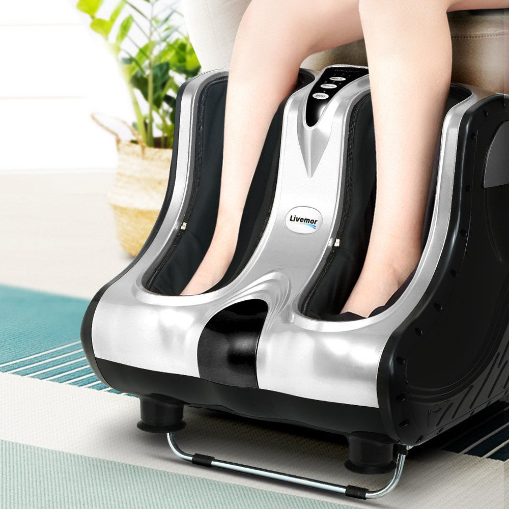 Foot Massager Shiatsu Ankle/Calf Leg, Kneading Rolling, Silver