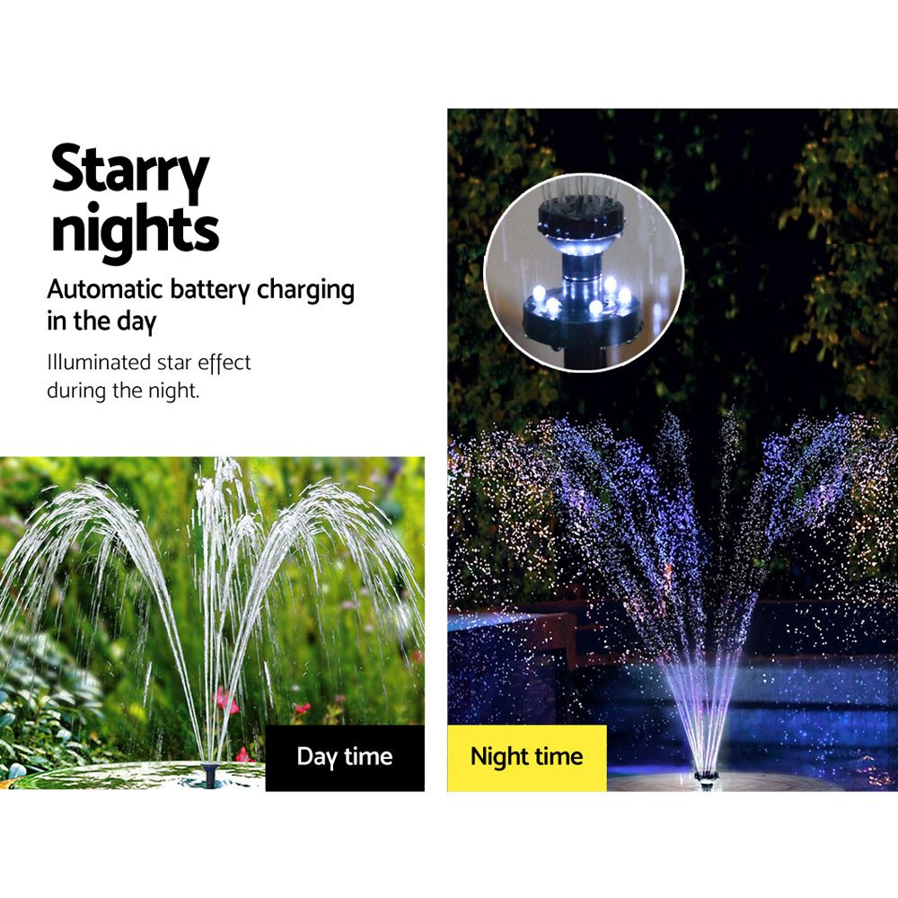 Solar Fountain Pump, 30 W LED, Outdoor Submersible with Battery
