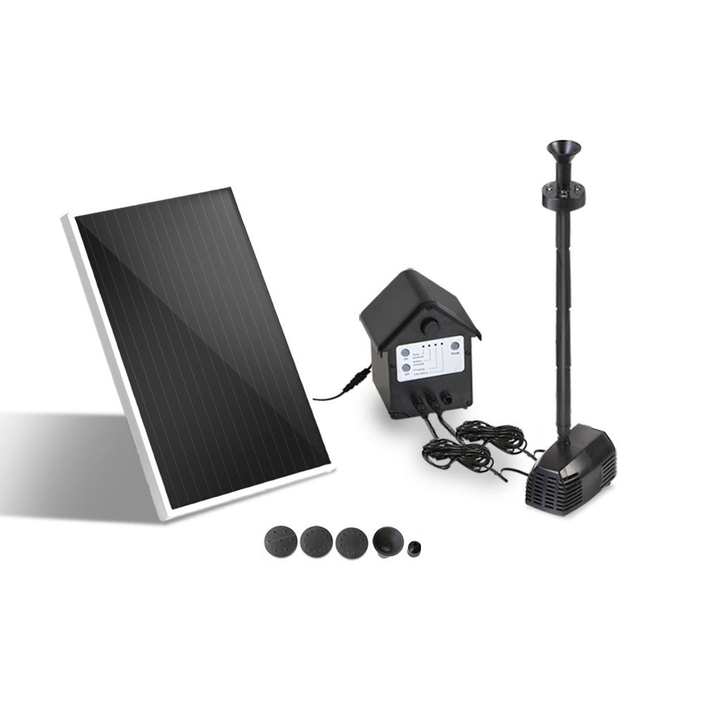 Solar Fountain Pump, 30 W LED, Outdoor Submersible with Battery