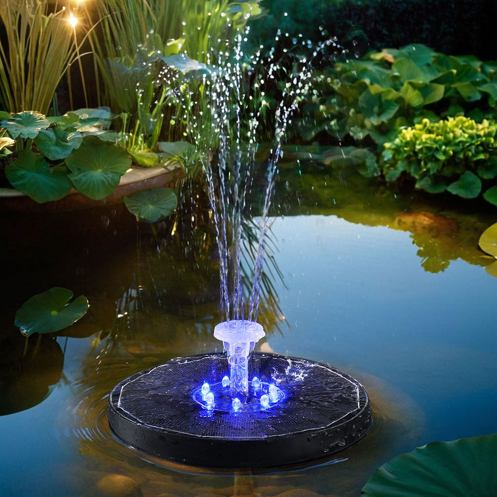 Floating Solar Pond Water Fountain Pump with LED Light - Outdoor Fountains