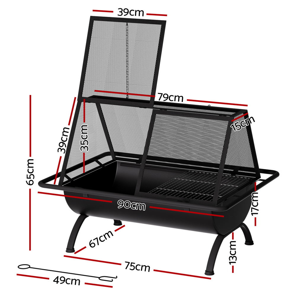 Grillz Fire Pit BBQ Grill Outdoor Fireplace Steel